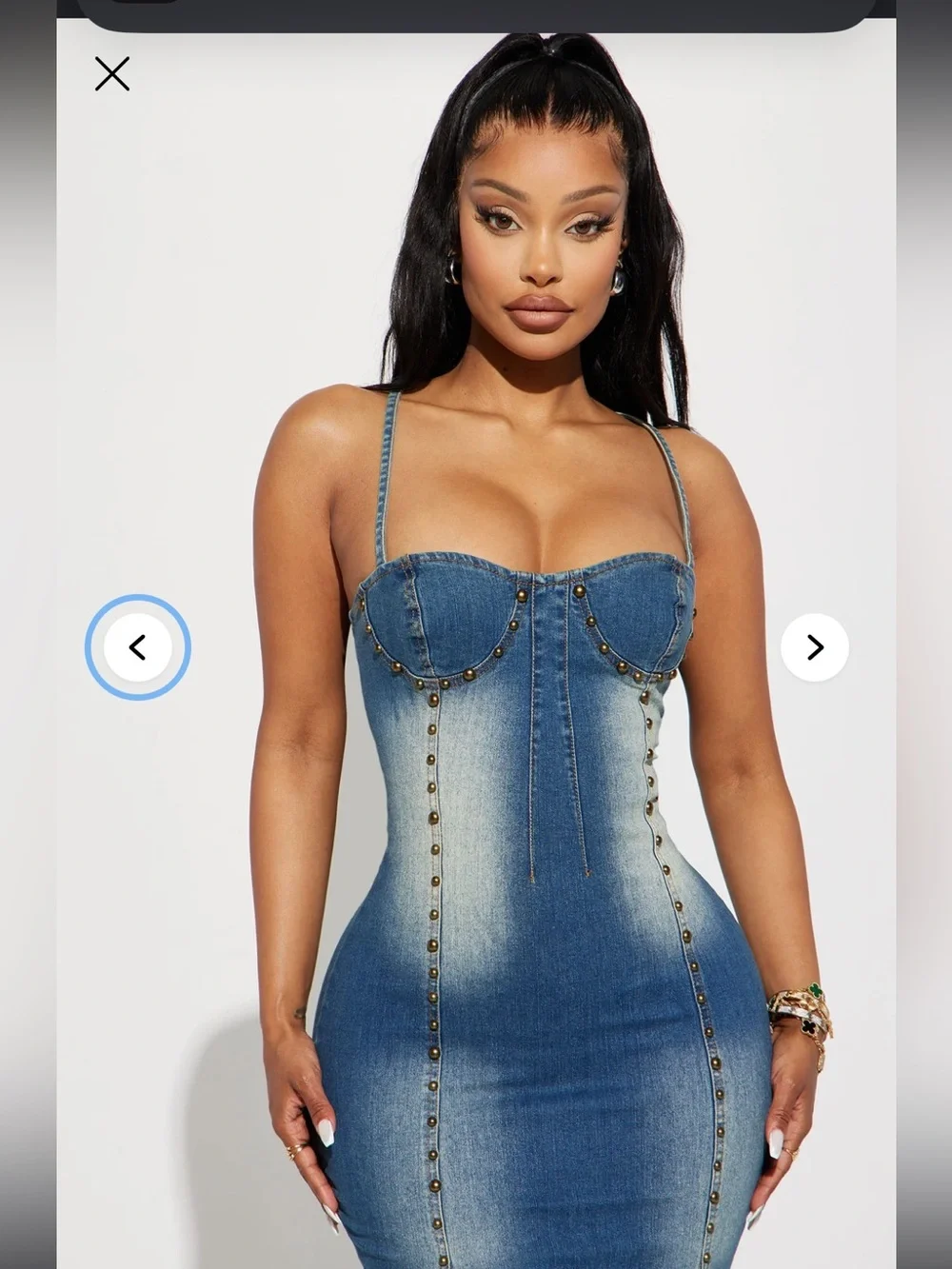 Denim beaded gown Corset Maxi Dress - Blue- country festival stagecoach cowgirl - Picture 3 of 3